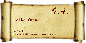 Ivitz Anna névjegykártya